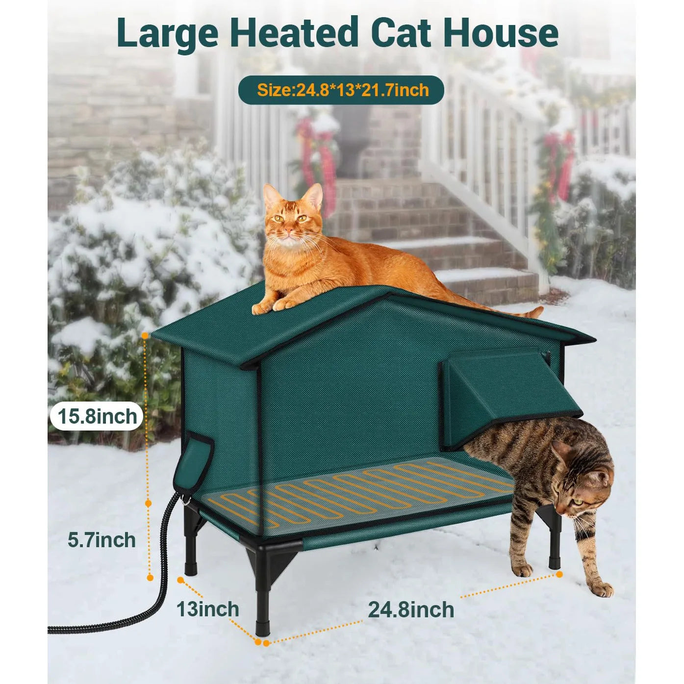 Heated Outdoor Cat House – Waterproof Winter Shelter by AdobtMyPet