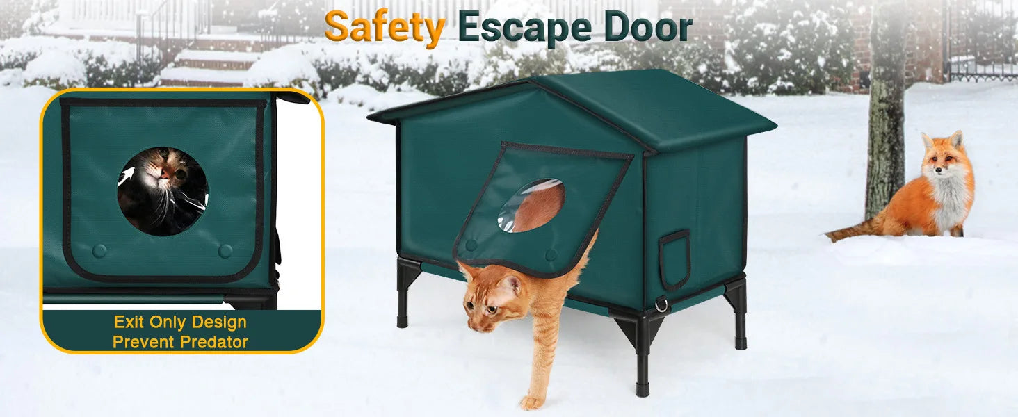 Heated Outdoor Cat House – Waterproof Winter Shelter by AdobtMyPet