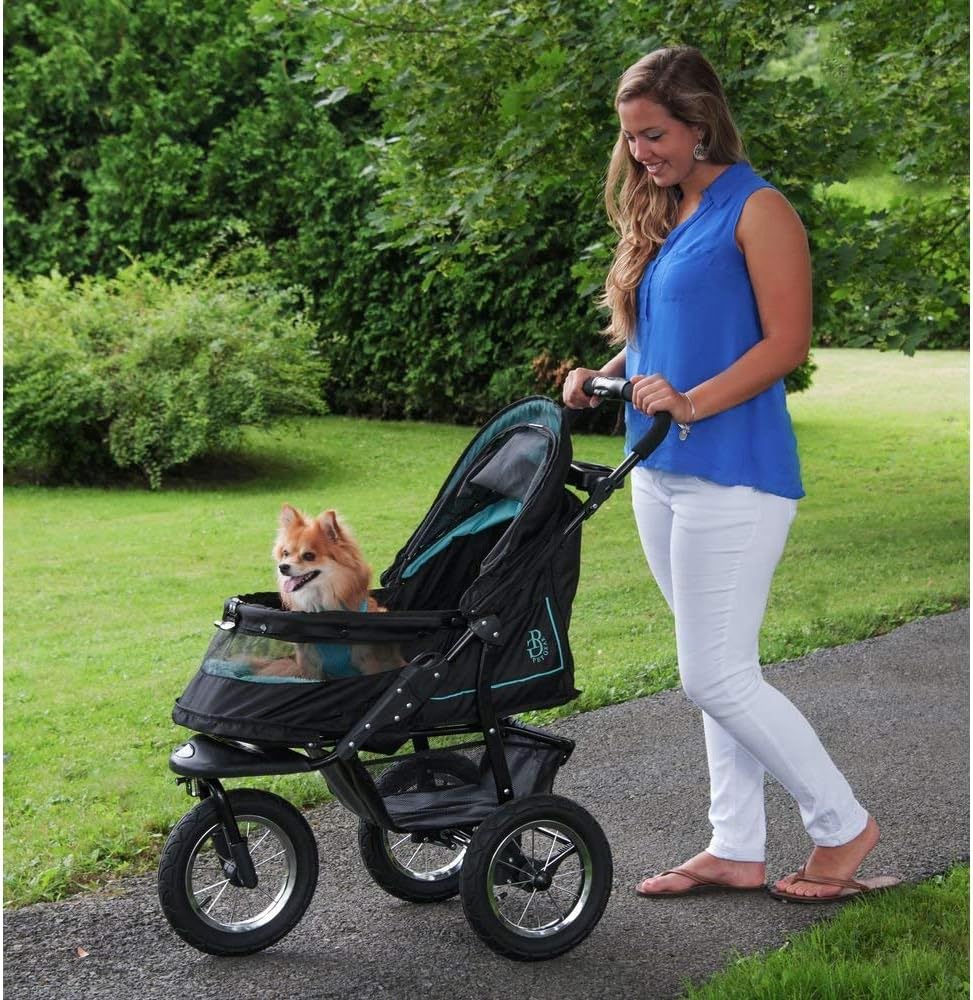 Adobtmypet Zipperless Entry, Easy One-Hand Fold, Air Tires NV Pet Stroller, Large, Sky Line
