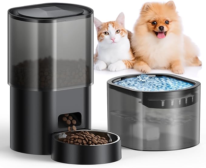 Automatic Cat Feeder and Water Fountain 5G WiFi Cat Food Dispensers