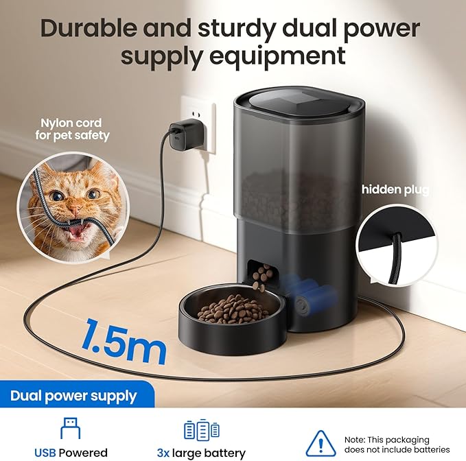 Automatic Cat Feeder and Water Fountain 5G WiFi Cat Food Dispensers