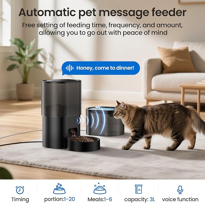 Automatic Cat Feeder and Water Fountain 5G WiFi Cat Food Dispensers